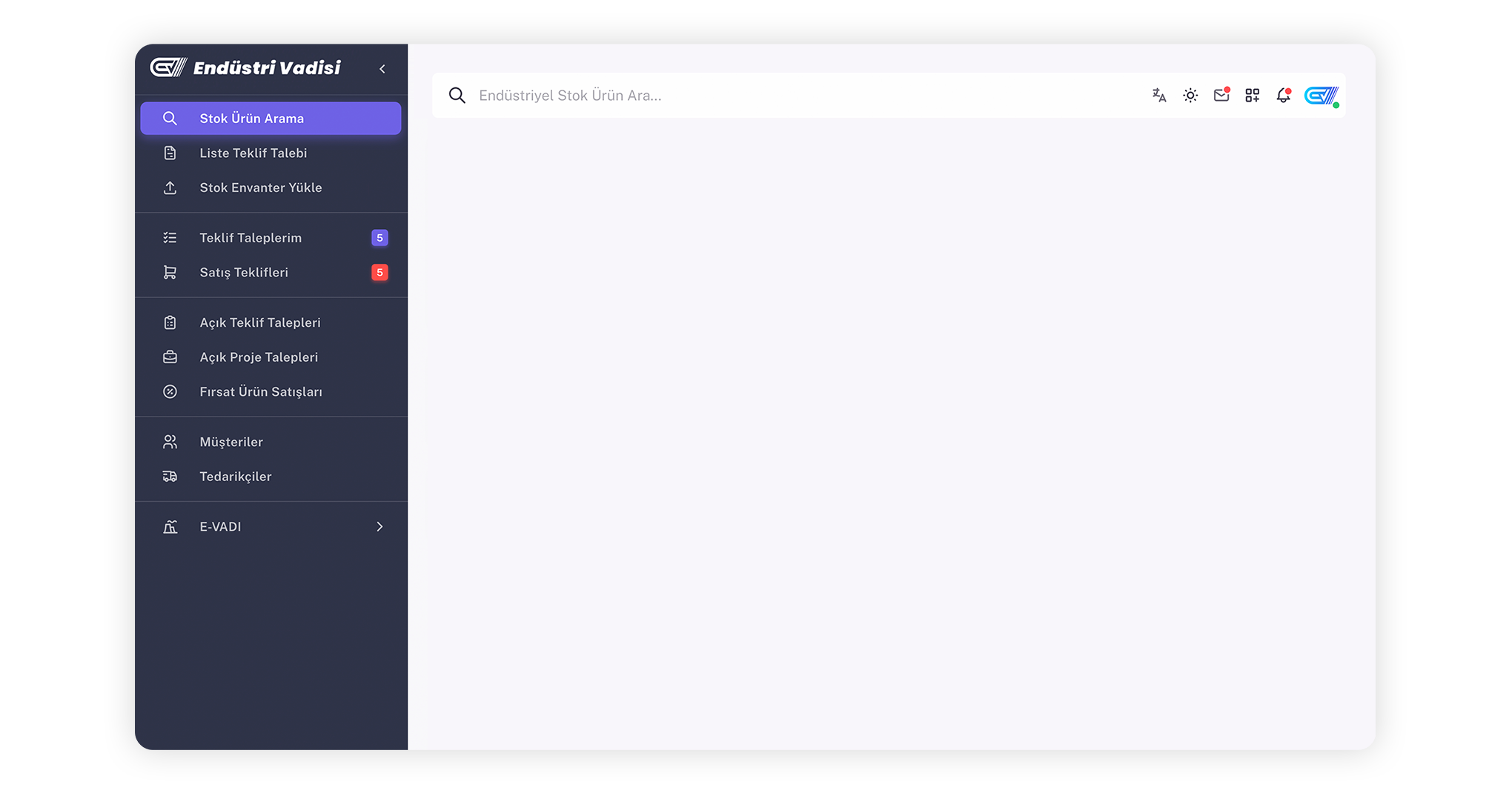 Endüstri Vadisi platform arayüzü